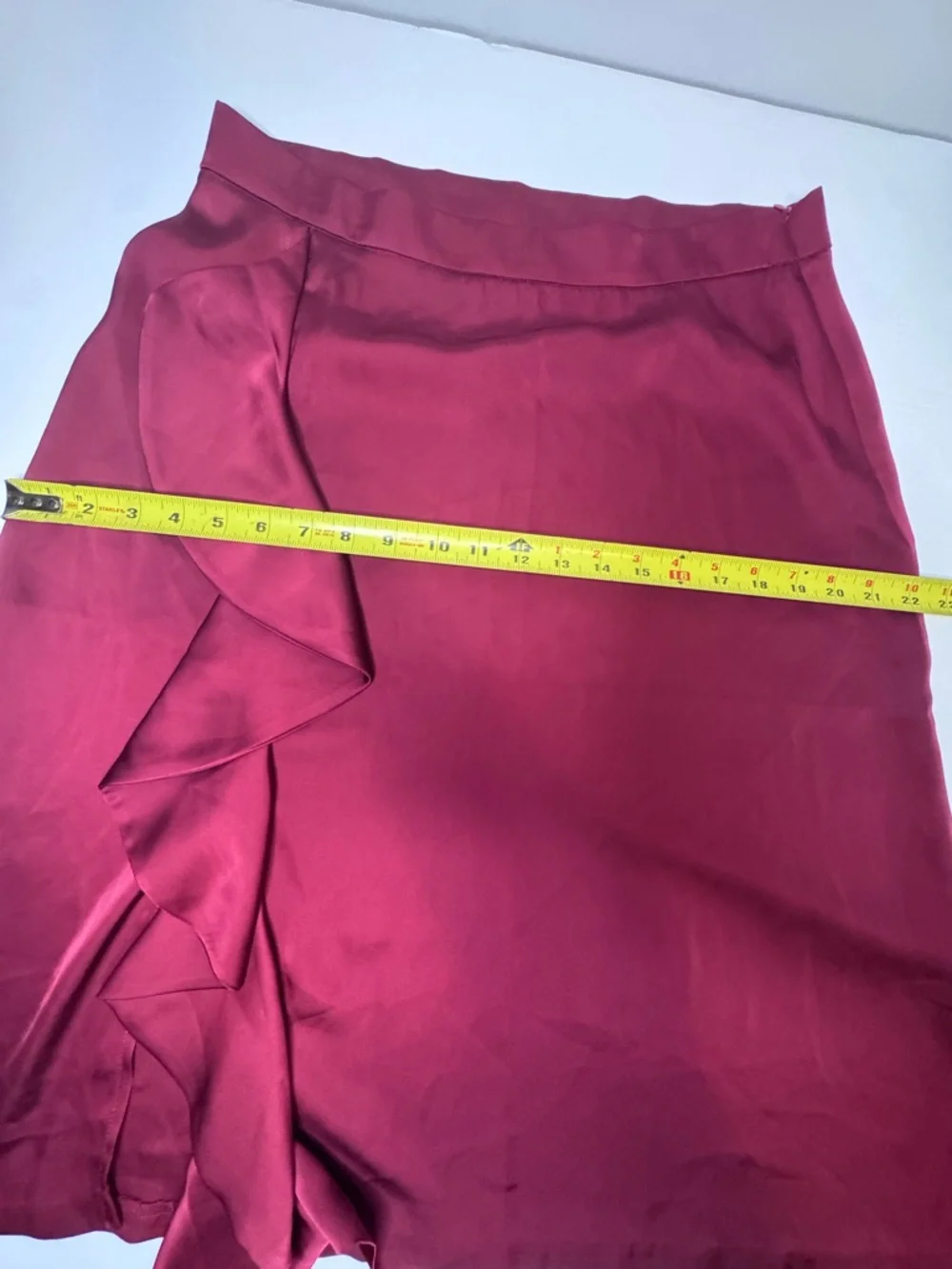 Anne Klein Women Dark Red Ruffled Wrap Midi Pencil Skirt Sz 8
